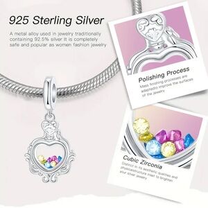 2️⃣ for $25 
Sterling Silver Heart Charm with Multicolor Crystals